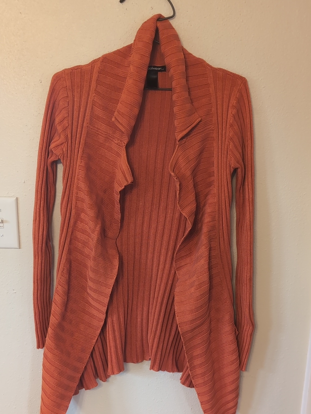 Women’s Open Front Ribbed Cardigan Sweater - Rust S